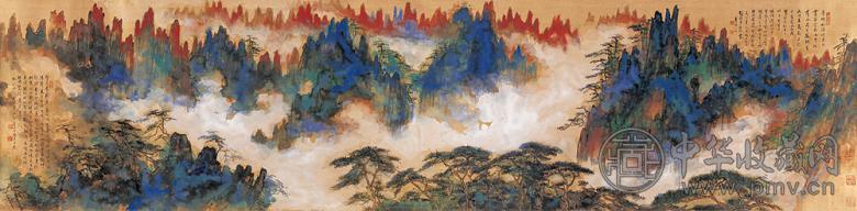 刘海粟 1982年作 黄山峰云图 镜心 设色金笺
