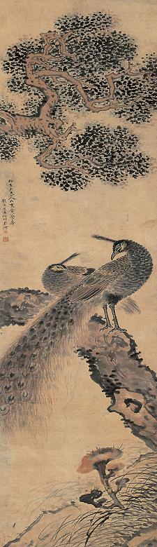 何翀 孔雀 立轴 设色纸本