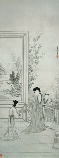 管平湖 近代 仕女 轴