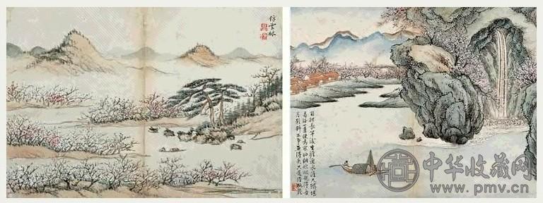 杨昌绪 落纸云烟册 册页 (16幅选2) 设色纸本