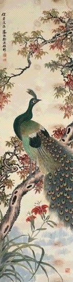 徐源舫 孔雀图 轴 设色纸本