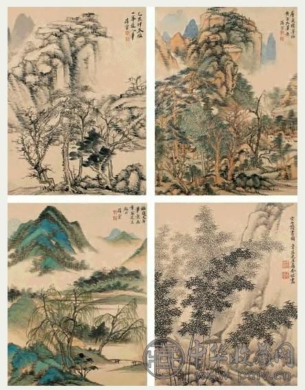 薛宣 山水 册页(12开) 设色纸本