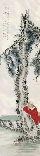 潘龢 罗汉图 立轴 设色纸本