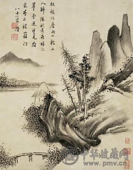 吕潜 山水 轴