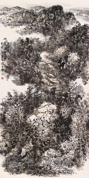 赵振川 2004年作 山溪白云图 镜心 设色纸本