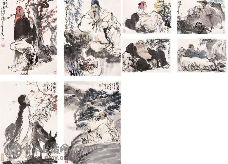 姚有多 1998年作 人物 （八帧） 镜心 设色纸本