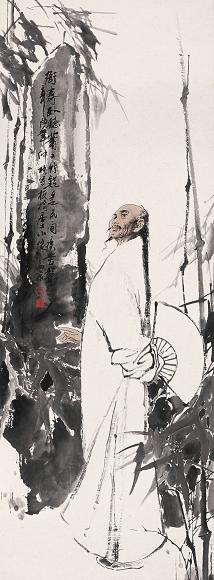 王西京 郑板桥像 立轴 设色纸本