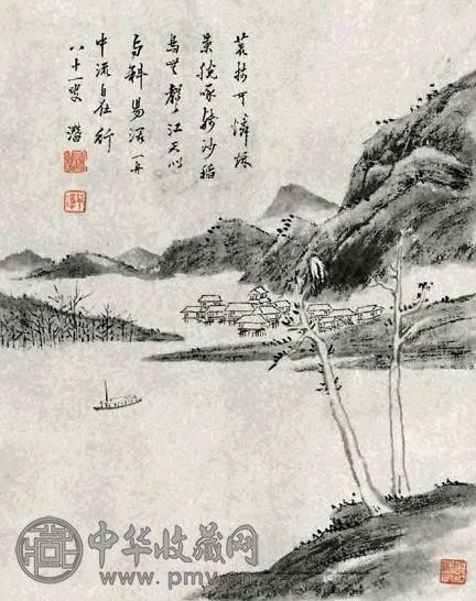 吕潜 山水 轴