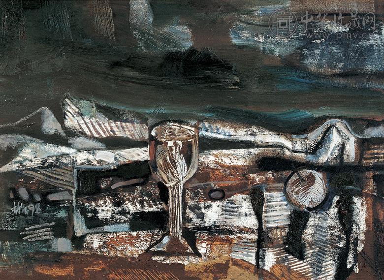 王劼音 1998年作 独酌 油彩 画布 框