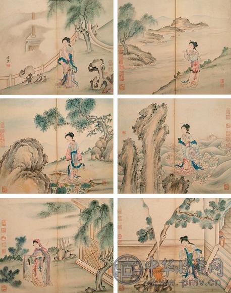 费晓楼 仕女 册页(16开) 纸本设色