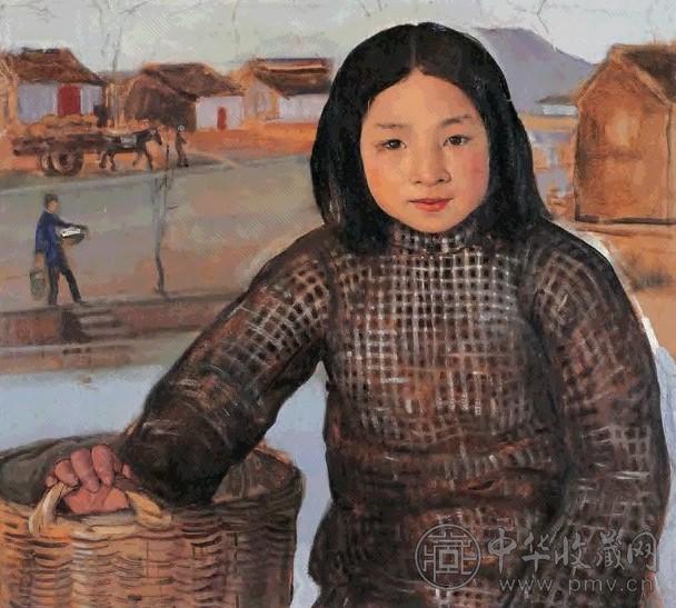 常书鸿 1936年 街头幼女 布面油画