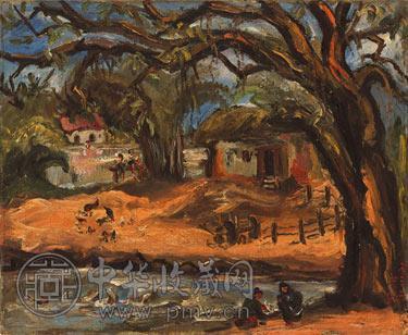 陈澄波 1932年作 松屯夕照 油画画布