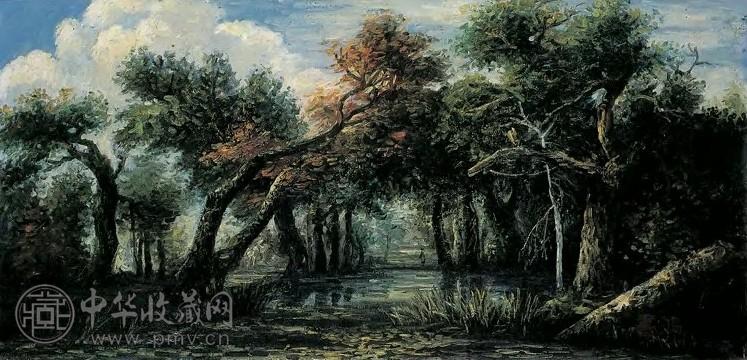 常书鸿 绿荫小潭 布面油画