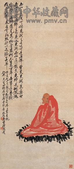 诸闻韻 1923年作 无量寿佛 立轴 设色纸本