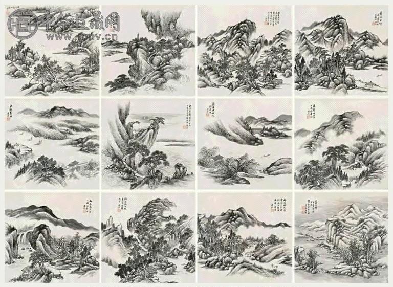 何维朴 1913年作 摹古山水册 册(12开) 纸本水墨