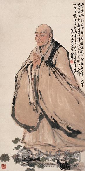 白伯骅 1980年作 鉴真大师 立轴 设色纸本