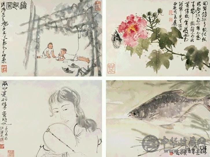 李可染 谢稚柳 吴灏等 1980年作 寄情适意册 册页(7开) 水墨、设色纸本