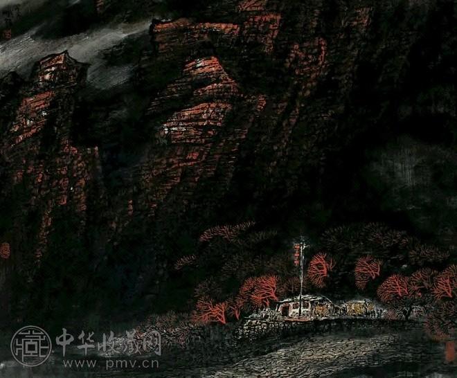 近现代 董帜强 夕阳山居 镜片