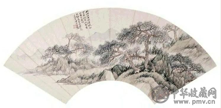 吕万 山水 扇面 纸本