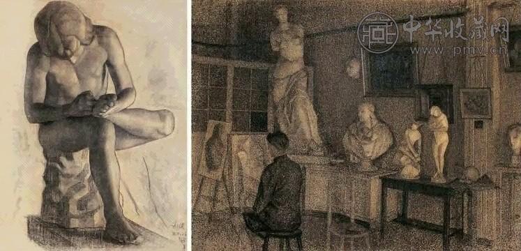 谢健 画室、石膏像 共四幅(选印2幅) 素描