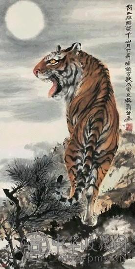 吴寿谷 岗上雄踞 立轴 设色纸本