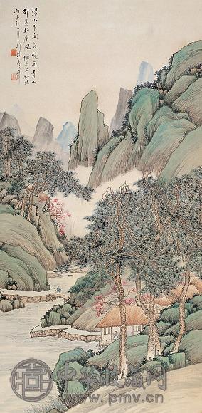 彭寿年 丙寅(1926年)作 山水 立轴 设色纸本