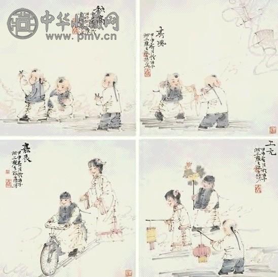 何士扬 童乐图 镜心 设色纸本