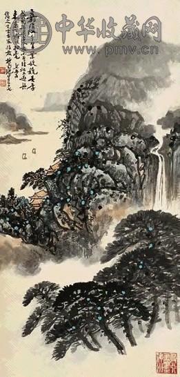 施南池 山水 轴