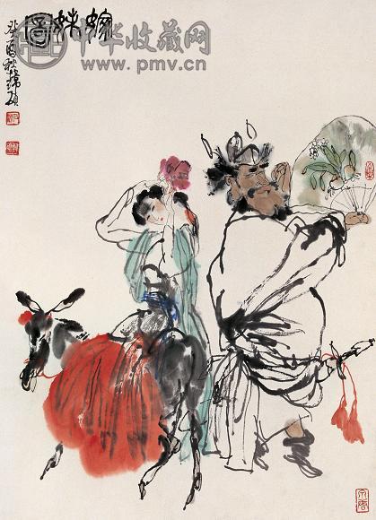 韩硕 1993年作 嫁妹 立轴 设色纸本