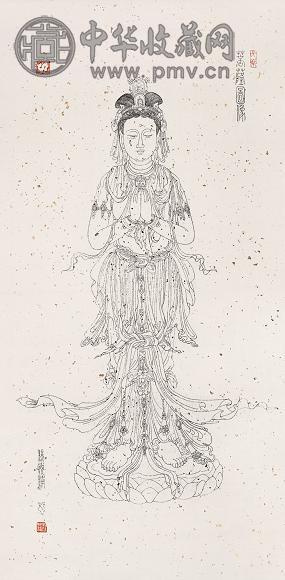 杨悦浦 观音 镜心 水墨纸本