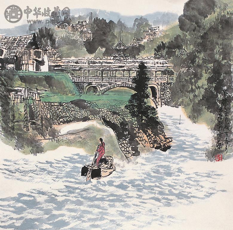 王梦湖 山水人物 镜心 设色纸本