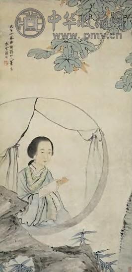 潘锦 清 读书图 轴