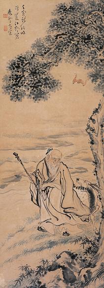 黄慎(款) 福禄寿仙 立轴 设色纸本