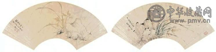 潘遵祁等 兰石 扇面(2开)