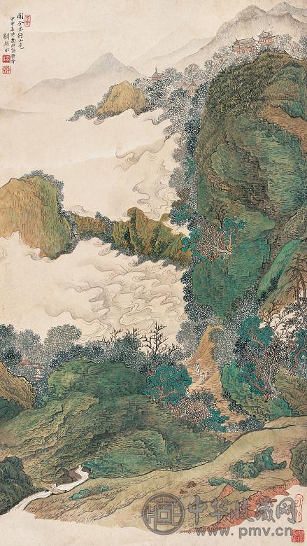 刘锡永 甲申(1944年)春作 山水画关仝太行山色 立轴 纸本