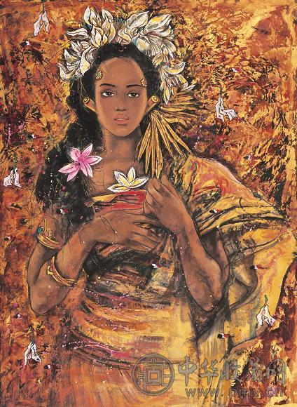 蔡玉水 2005年作 梦巴厘 镜框 设色纸本