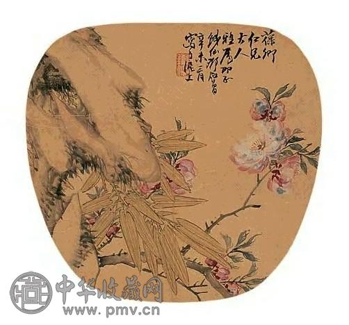 邓启昌 花卉 扇面 设色绢本