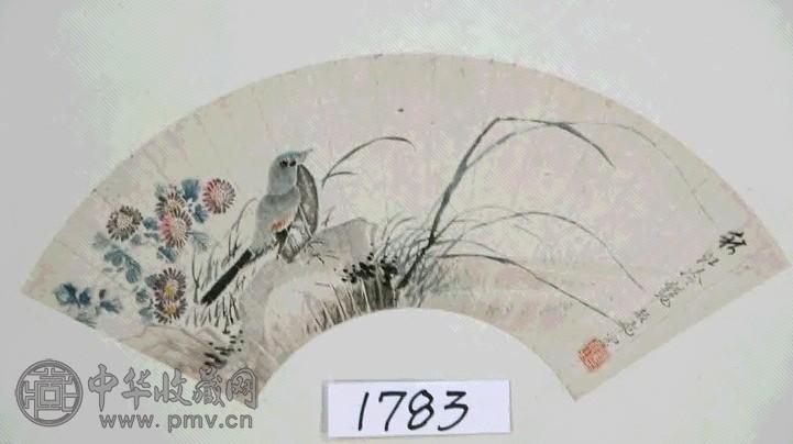 顾飞 花鸟 扇面