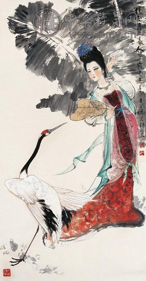 韩敏 1981年作 贵妃醉酒 立轴 设色纸本