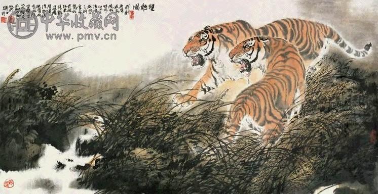 阴衍江 双雄图 镜心 设色纸本