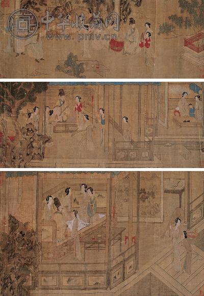 韩熙载夜宴图(3帧) 镜心 设色绢本