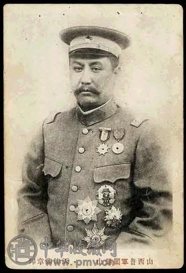 PPC 民国时期名人明信片1组3件：其中山西督军阎锡山戎装像 奉军第二军长李景林戎装像 陕西第一师师长胡景翼像明信片各1件