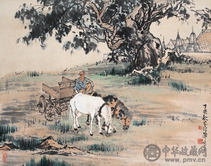 黄独峰 归耕图 立轴 设色纸本