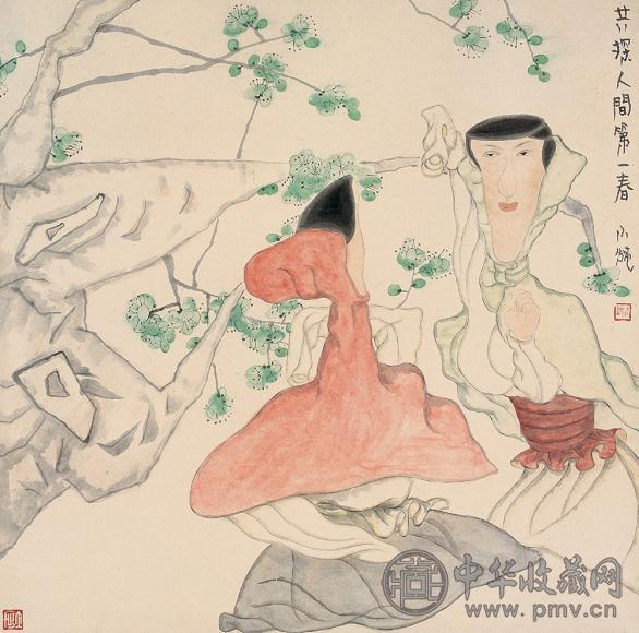 钱小纯 探春图 镜心 设色纸本