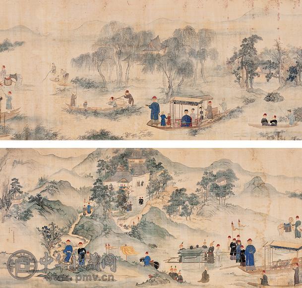 张恺 王继明 张启明等 游乐图 镜心 设色绢本