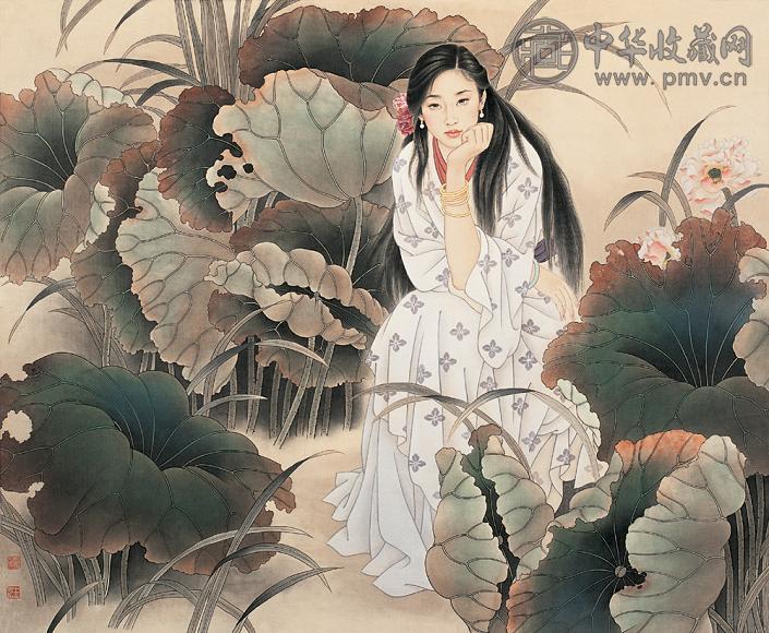 赵国经 王美芳 荷塘幽思 镜心 设色绢本