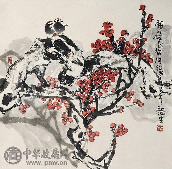 赵梅生 红梅 立轴 设色纸本