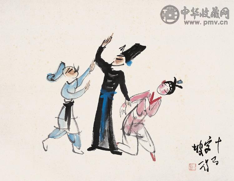 高马得 戏剧人物 镜心 设色纸本