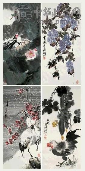 陈葆棣 春夏秋冬四屏 镜片 设色纸本