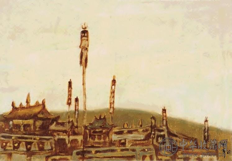 杨国辛 1985年作 圣地四联作 油彩 纸本 框